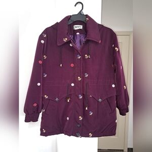 Marie Y Women's Burgandy Embroidered Jacket Size Xl